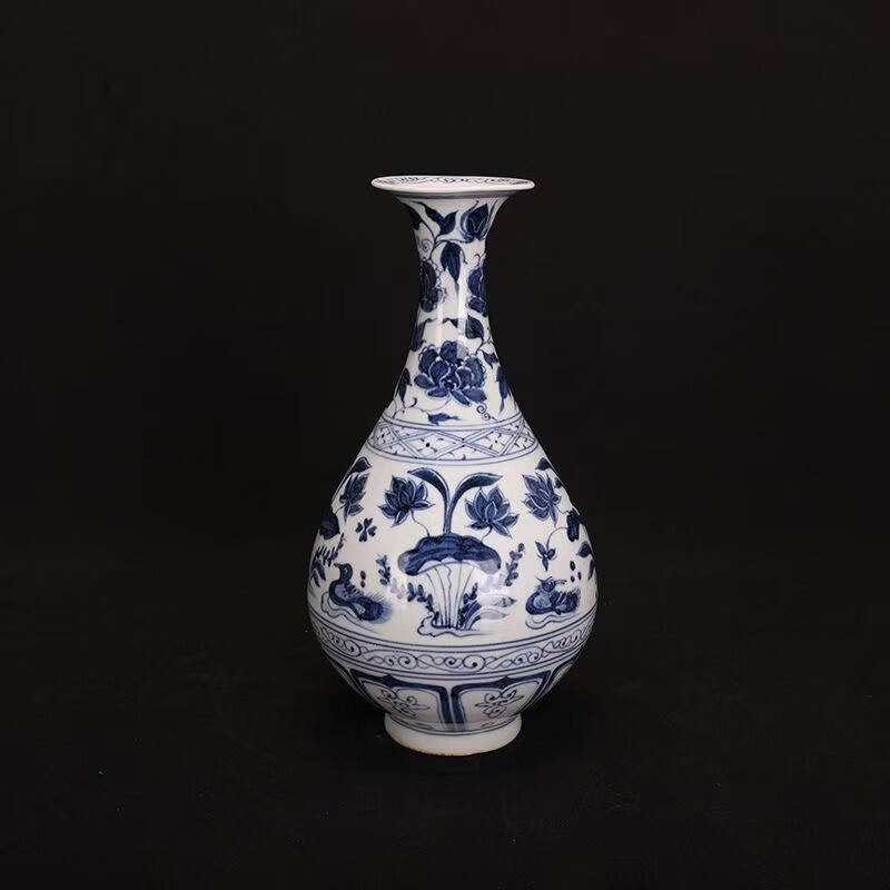 旧家蔵出 元青花瓷 （1271年～1368年）染め焼き 置物 本物保証