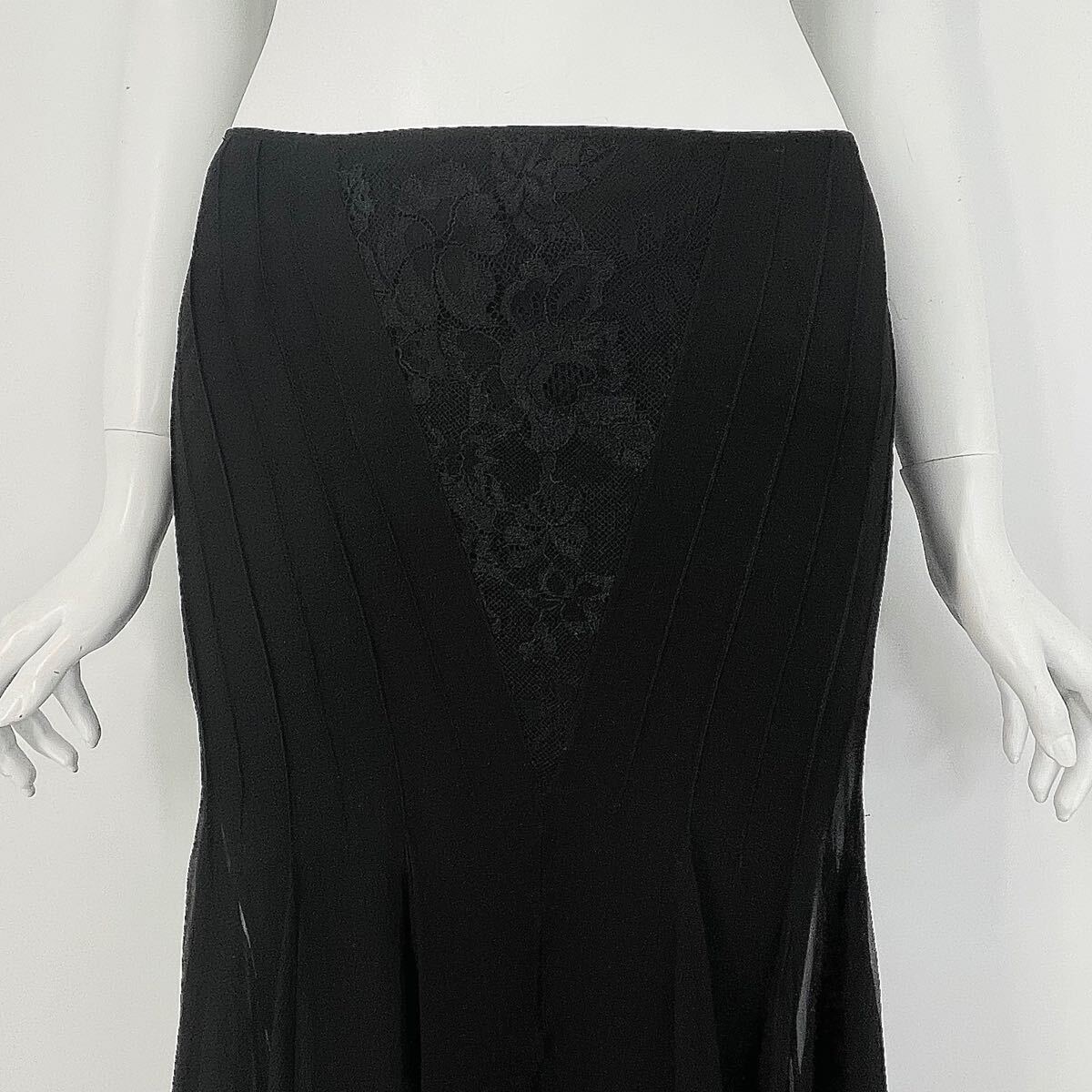 極美品 CHRISTIAN DIOR クリスチャン ディオール プリーツスカート ガリアーノ期 レースデザイン サイドボタン シルク 0621-4 AH1-6