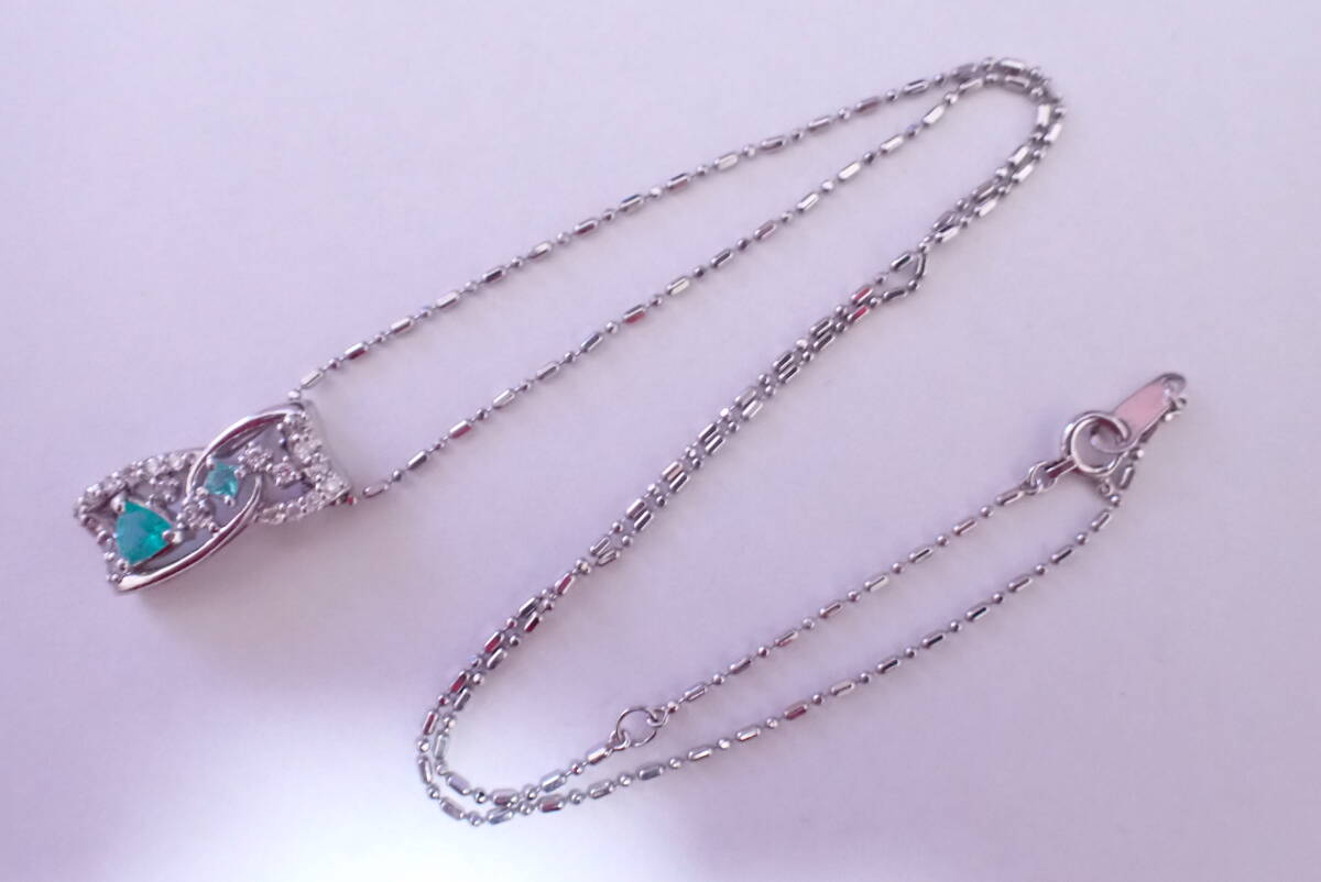 パライバトルマリン　0.25ct　ネックレス　ダイヤ0.21ct　089_画像10