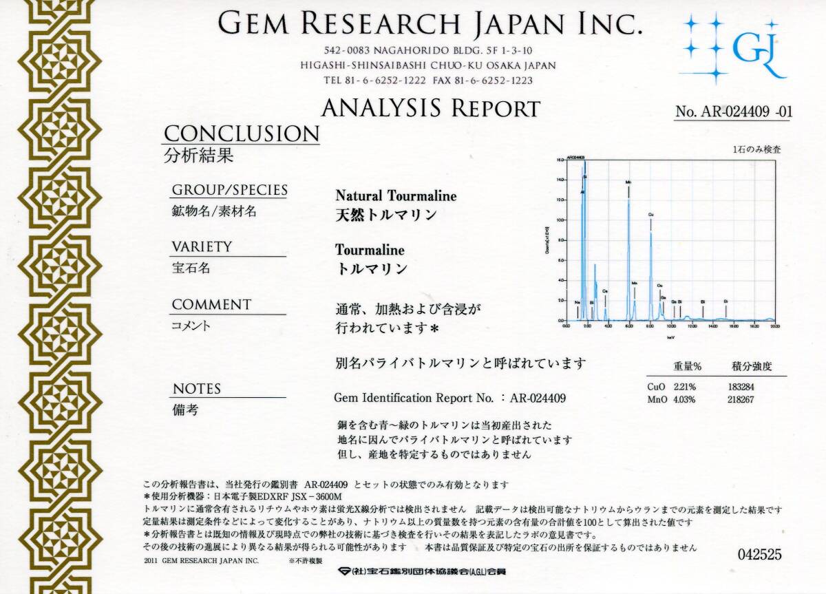 パライバトルマリン　0.25ct　ネックレス　ダイヤ0.21ct　089_画像4