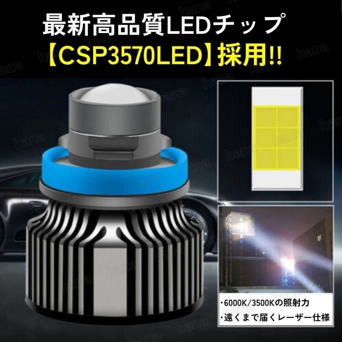 爆光 LED 高輝度 レーザー仕様 フォグランプ 2色切替 IP68 黄 Gold Yellow 3500k 白 White 6000k H8 H11 H16 汎用品 車検対応 24000lm