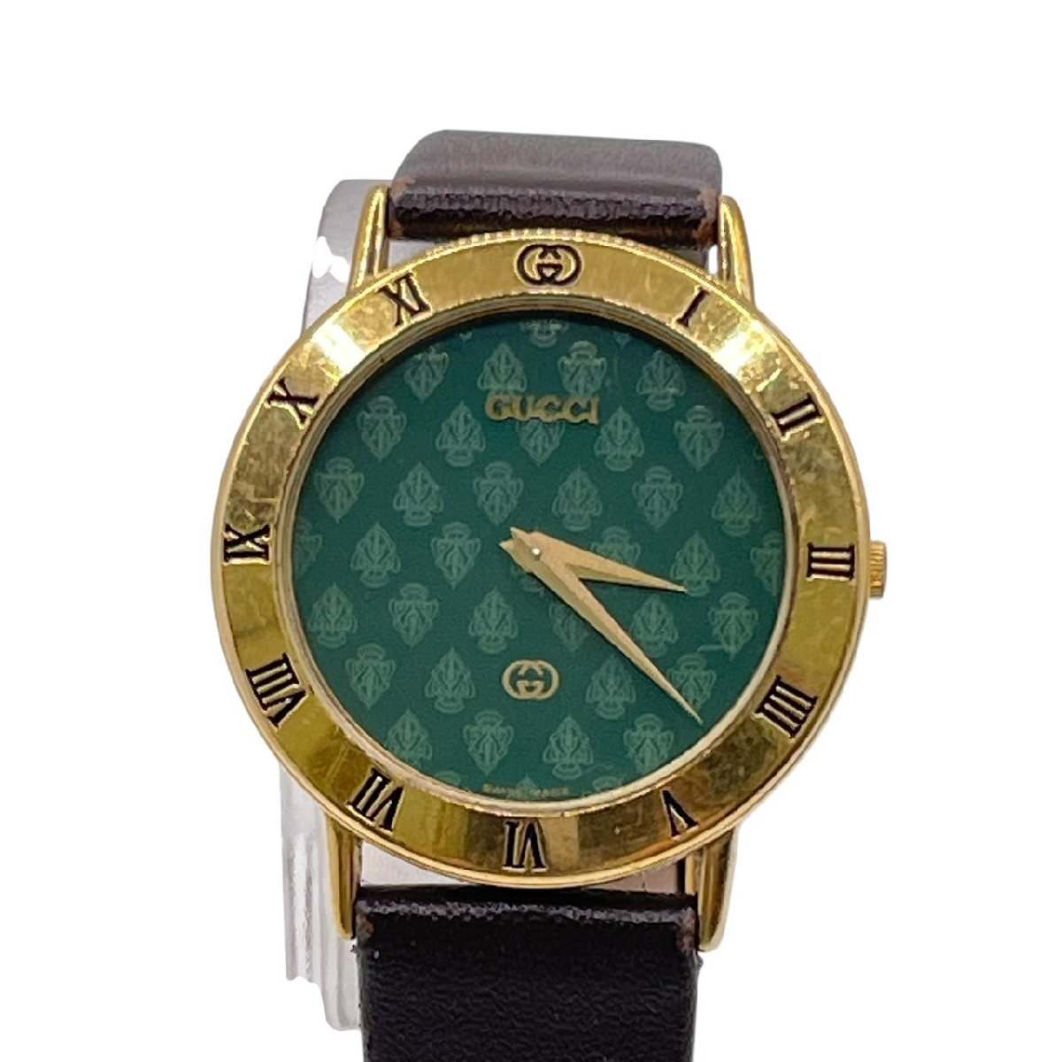 【福袋セール】 USED GUCCI グッチ 3000M 腕時計 グリーン文字盤 ゴールド 時計
