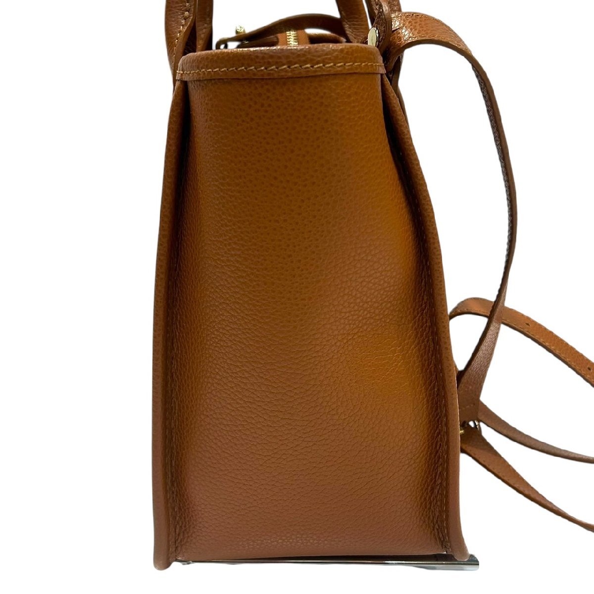 KS 美品 LONGCHAMP ロンシャン ルフローネ ショルダーバッグ トートバッグ ブラウン レザー 2WAY レディース スクエア型 保存袋付