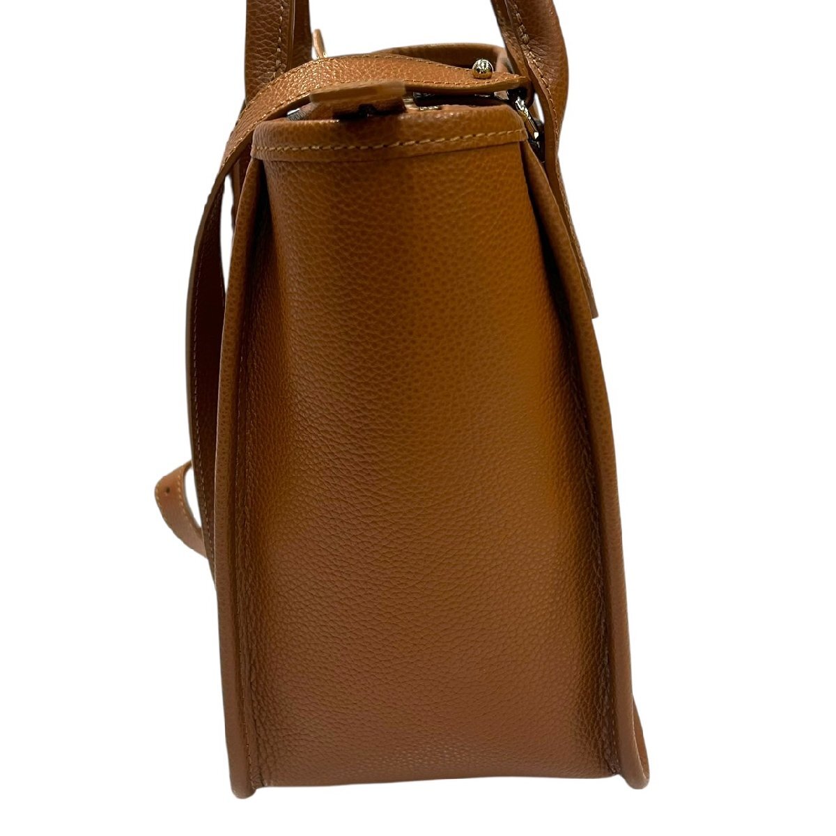 KS 美品 LONGCHAMP ロンシャン ルフローネ ショルダーバッグ トートバッグ ブラウン レザー 2WAY レディース スクエア型 保存袋付