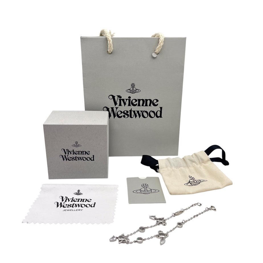 KS USED Vivienne Westwood ヴィヴィアンウエストウッド Phaeda ブレスレット クリスタル シルバーカラー 布袋 箱 アクセサリー