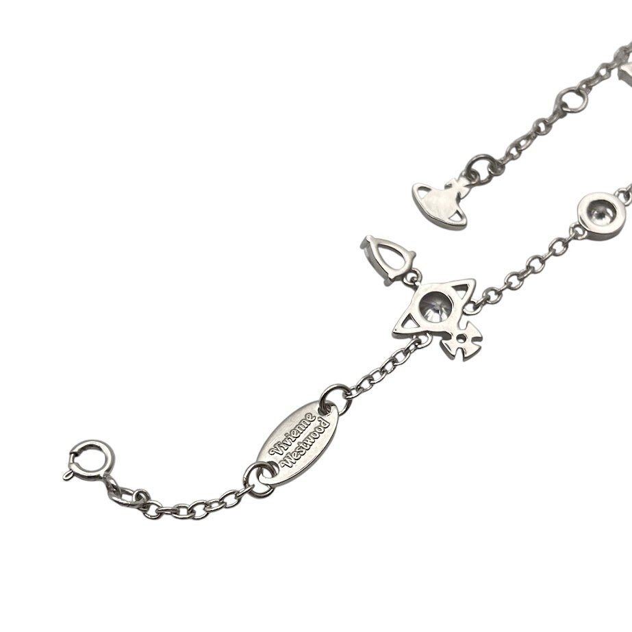 KS USED Vivienne Westwood ヴィヴィアンウエストウッド Phaeda ブレスレット クリスタル シルバーカラー 布袋 箱 アクセサリー