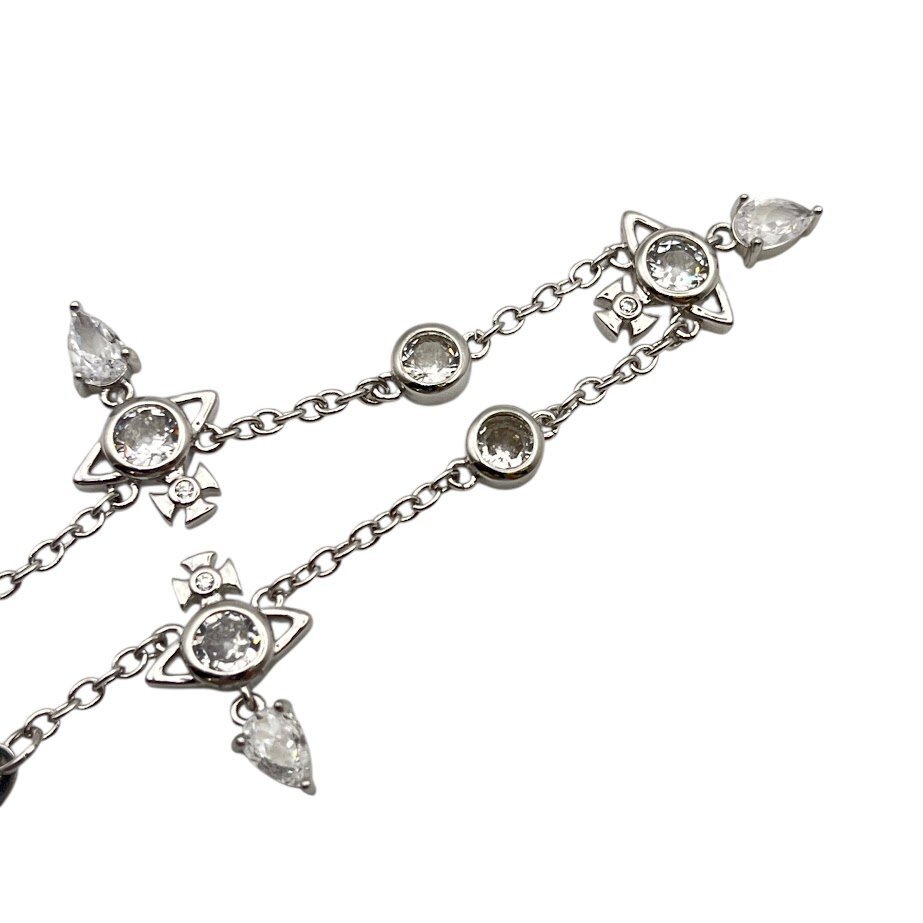 KS USED Vivienne Westwood ヴィヴィアンウエストウッド Phaeda ブレスレット クリスタル シルバーカラー 布袋 箱 アクセサリー