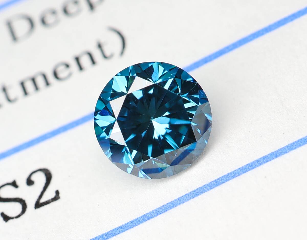 【100円～】VS2！0.490ct 天然ダイヤ Fancy Deep Greenish Blue (トリート) 