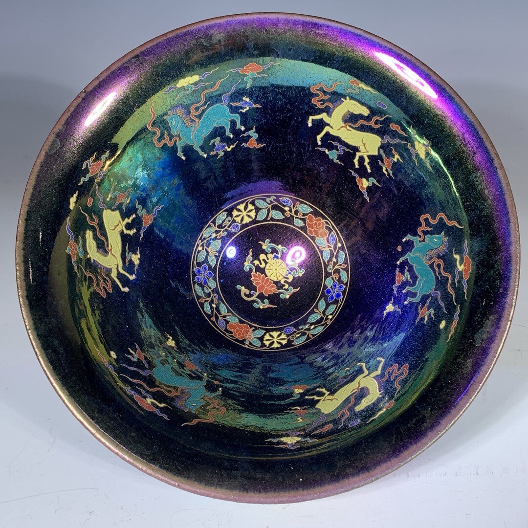 永し 宋時代 建窯 七彩光馬紋盞 古陶磁器 陶芸 中国陶瓷