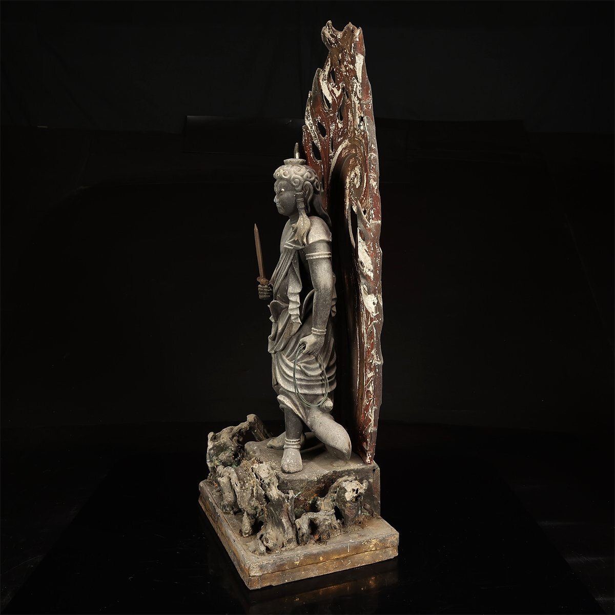 専用　江戸時代　玉眼　不動明王　トニサ　高さ39㎝ 東な6-0507① 専用 江戸時代 玉眼 不動明王 トニサ 高さ39㎝ 東な6-0507①