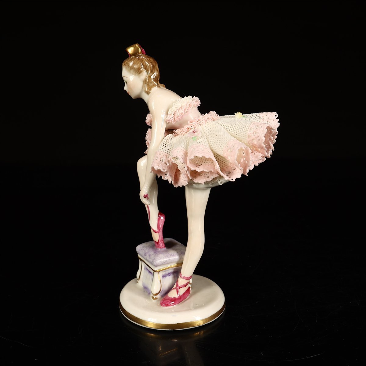【吉】CL355 洋風(fēng)インテリア小物 DRESDEN 【ドレスデン】 美少女 置物 高15㎝／美品！