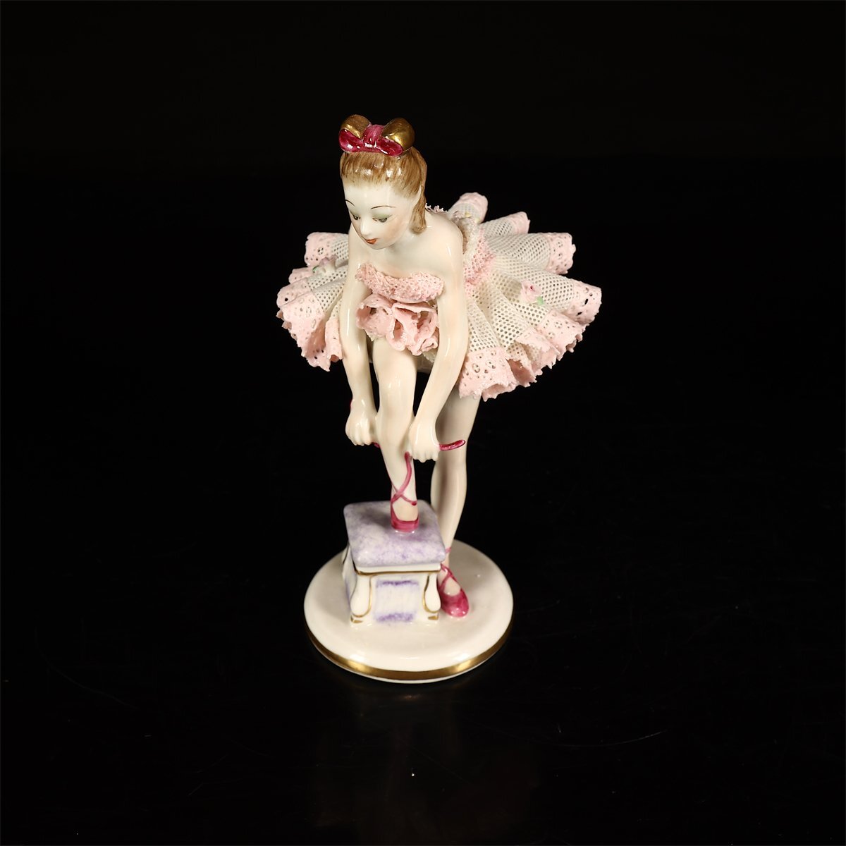 【吉】CL355 洋風(fēng)インテリア小物 DRESDEN 【ドレスデン】 美少女 置物 高15㎝／美品！