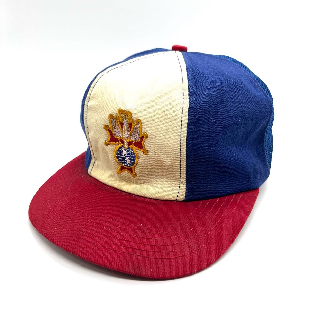 【90s】K-Products製 コロンブス騎士団 刺繍ロゴ メッシュキャップ ６パネル スナップバック 刺繍ロゴ ヴィンテージキャップ 帽子_画像2