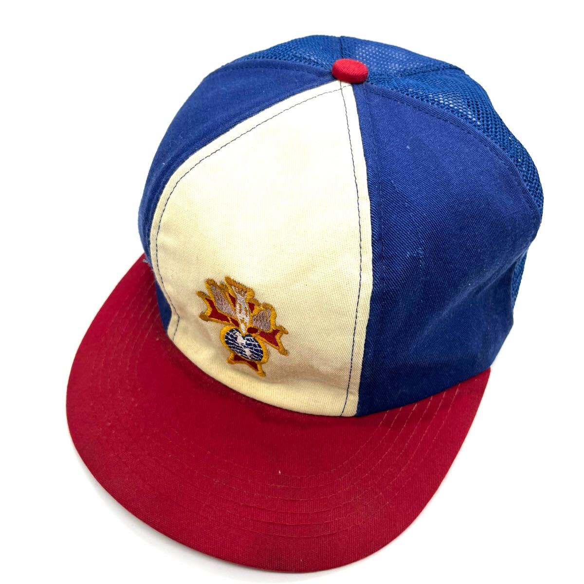 【90s】K-Products製 コロンブス騎士団 刺繍ロゴ メッシュキャップ ６パネル スナップバック 刺繍ロゴ ヴィンテージキャップ 帽子_画像5