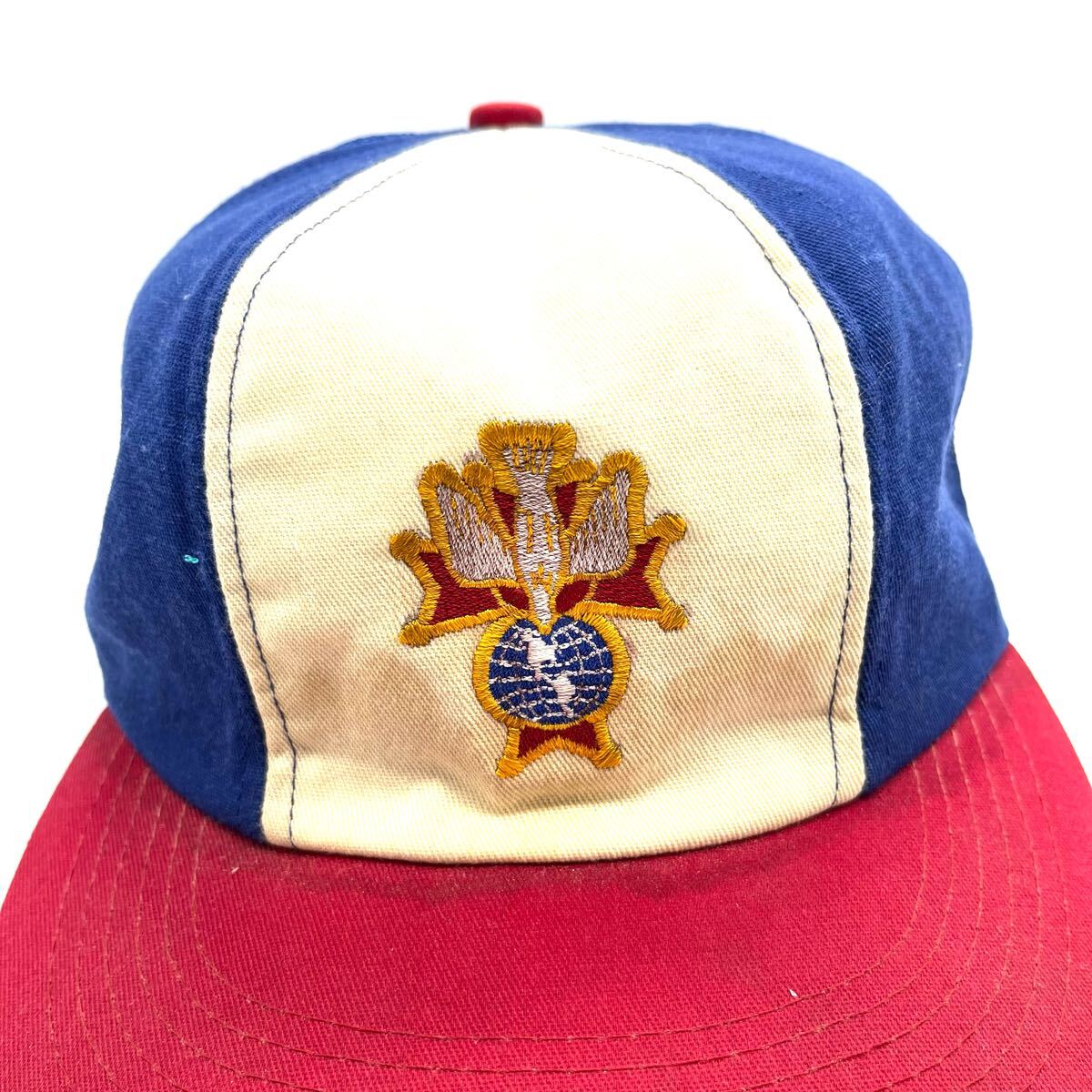 【90s】K-Products製 コロンブス騎士団 刺繍ロゴ メッシュキャップ ６パネル スナップバック 刺繍ロゴ ヴィンテージキャップ 帽子_画像6