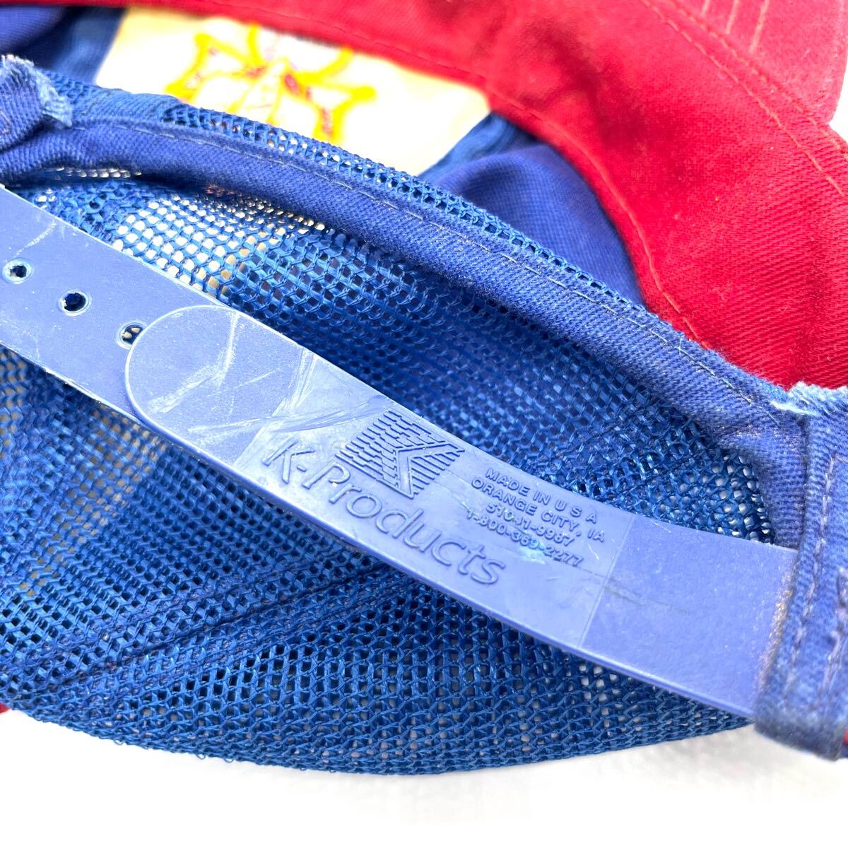 【90s】K-Products製 コロンブス騎士団 刺繍ロゴ メッシュキャップ ６パネル スナップバック 刺繍ロゴ ヴィンテージキャップ 帽子_画像8