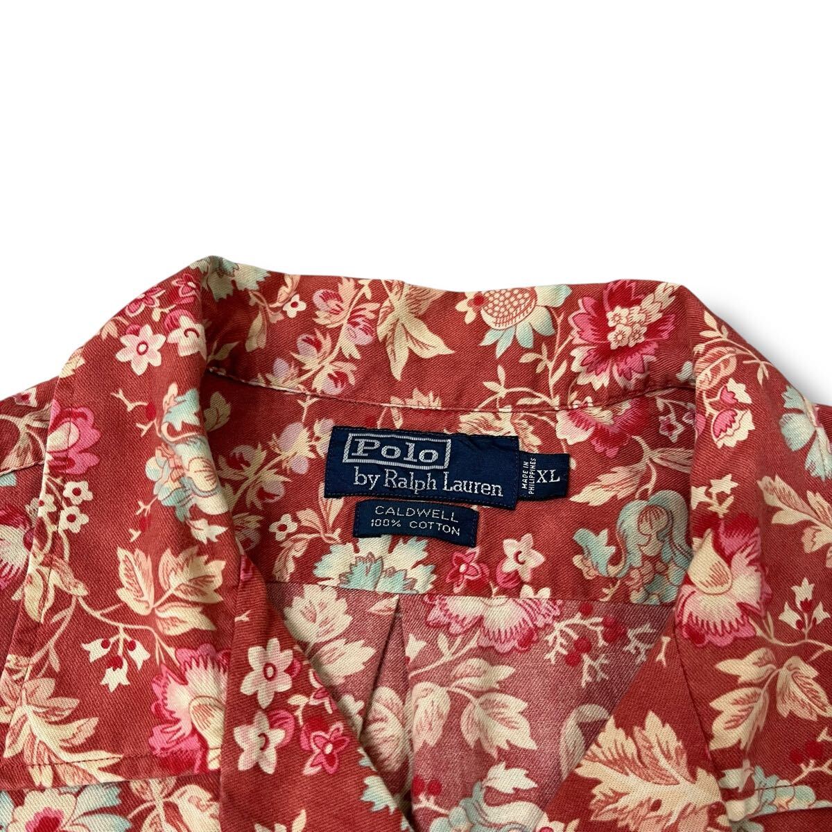 【90s】ポロラルフローレン CALDWELL(コールドウェル) 花柄 開襟シャツ XL 半袖 rrl 総柄 ビンテージ アロハ オープンカラーシャツ 古著