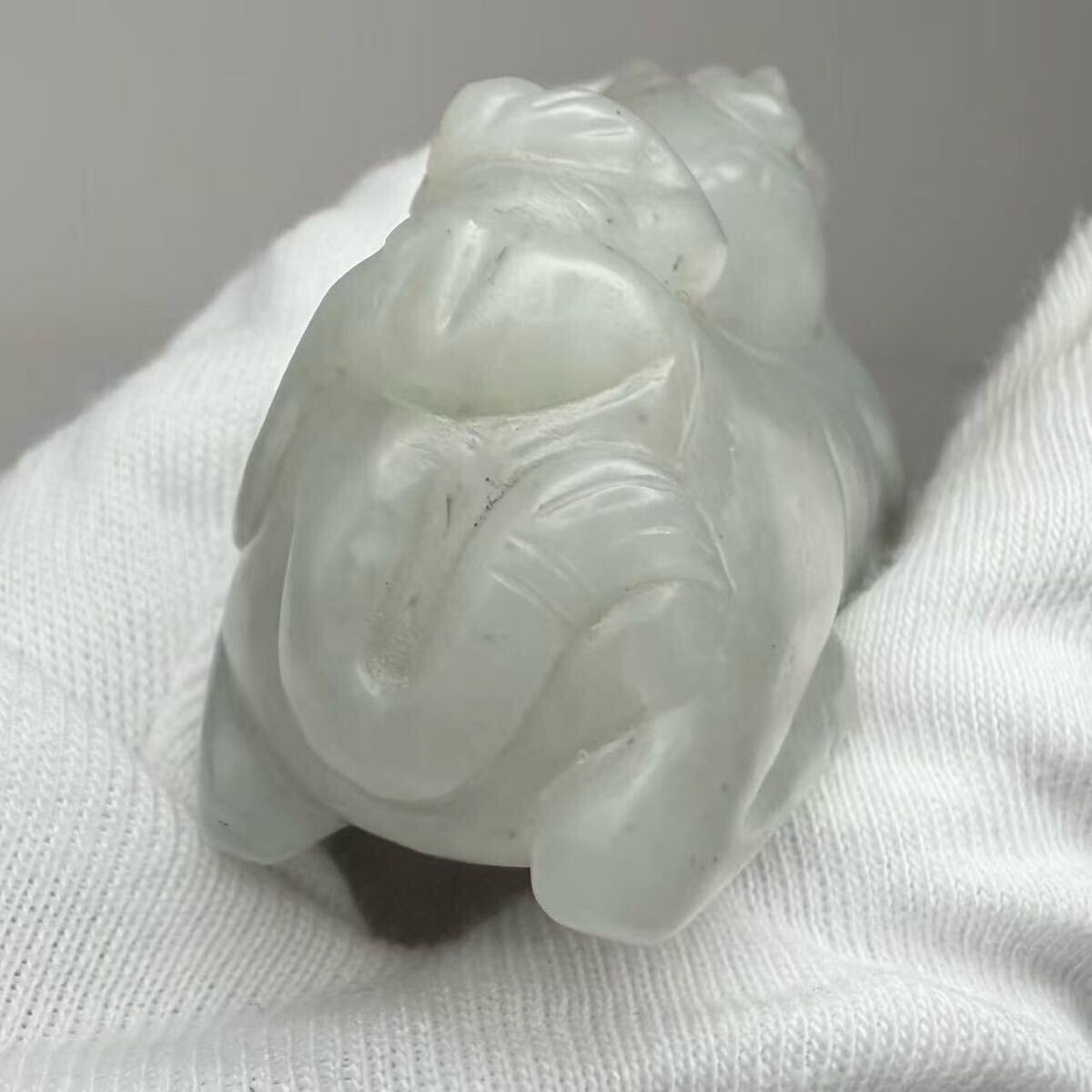 X-中国古美術 時代物 置物 白玉 玉石 和田玉 彫刻 馬猿図 唐物