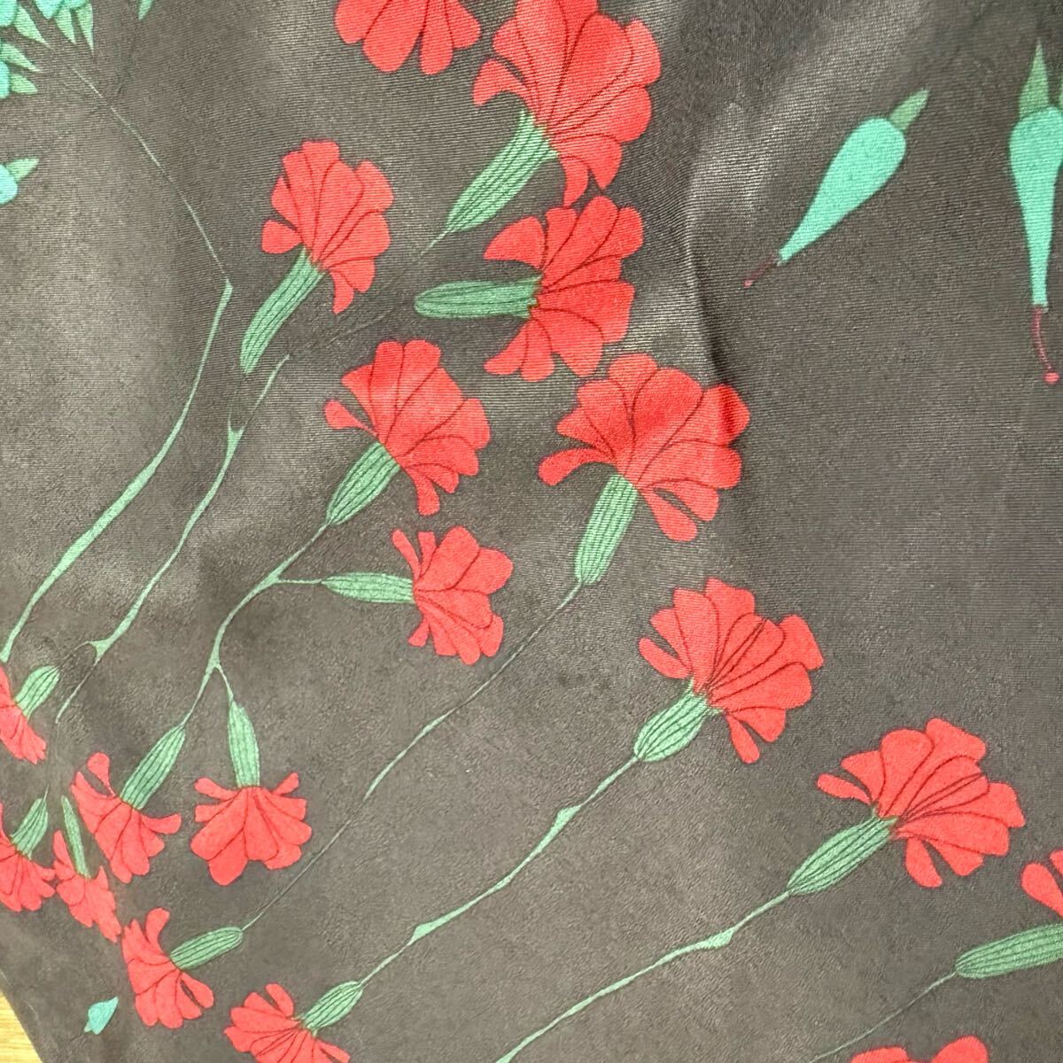 ♪ Jocomomola ホコモモラ 台形 フレアスカート カーネーション フラワー 花柄 サイズ42 ロングスカート レトロ_画像9