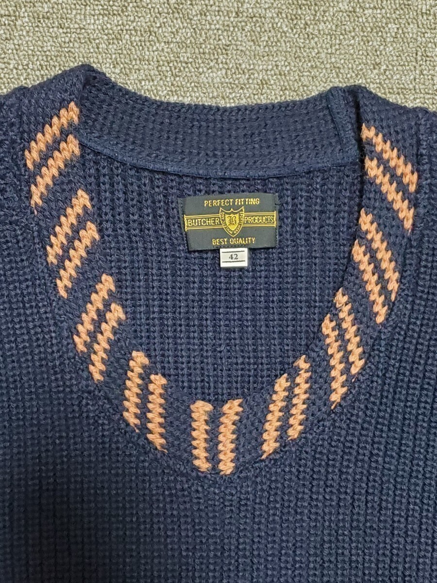 ブッチャープロダクツ ウール ニット NV 42 BUTCHER PRODUCTS アットラストTIMEWORN CLOTHING ATLAST&CO ライダース ニット セーター 