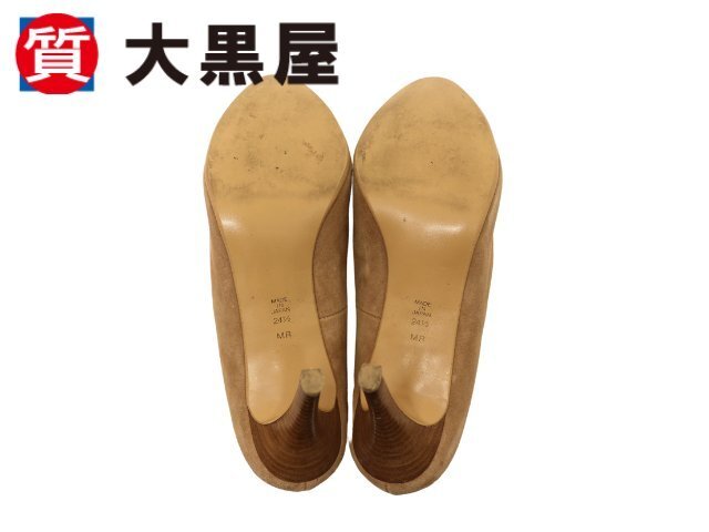 【大黒屋82】DIANA　ダイアナ　靴　パンプス　レディース　シルキー　スエード　ベージュ　24.5cm　24 1/2　スエード　木目調(diào)ヒール