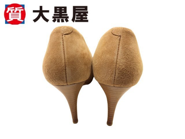 【大黒屋82】DIANA　ダイアナ　靴　パンプス　レディース　シルキー　スエード　ベージュ　24.5cm　24 1/2　スエード　木目調(diào)ヒール