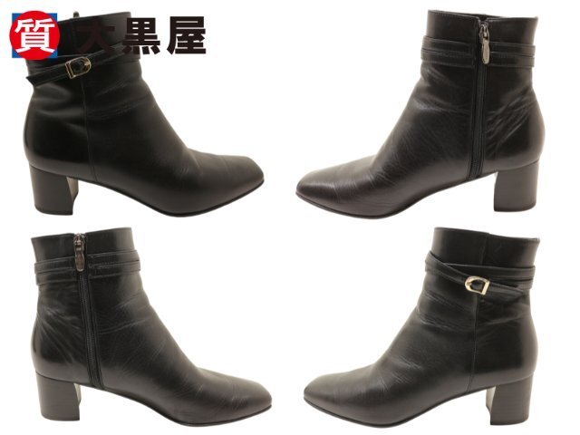 【大黒屋82】DIANA　ダイアナ　靴　ショートブーツ　レディース　ブラック　24.5cm　カーフレザー