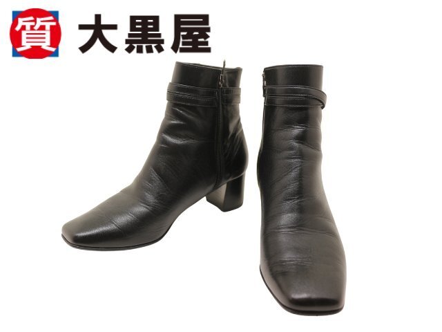 【大黒屋82】DIANA　ダイアナ　靴　ショートブーツ　レディース　ブラック　24.5cm　カーフレザー