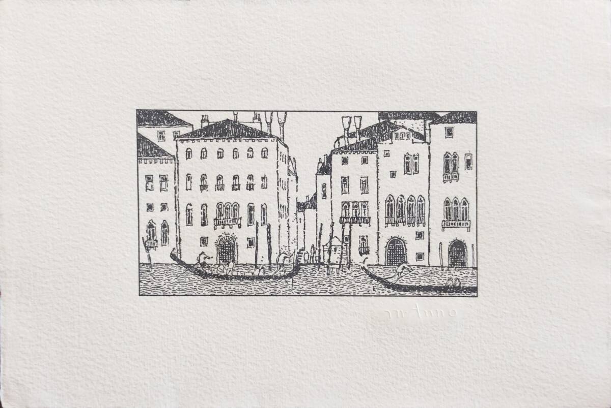 【希少】安野光雅 オリジナル凸版画 ヴェニス 渡し場/魚市場の近く 2枚組 安野光雅 オリジナル凸版画 ヴェニス 渡し場/魚市場の近く 2枚組