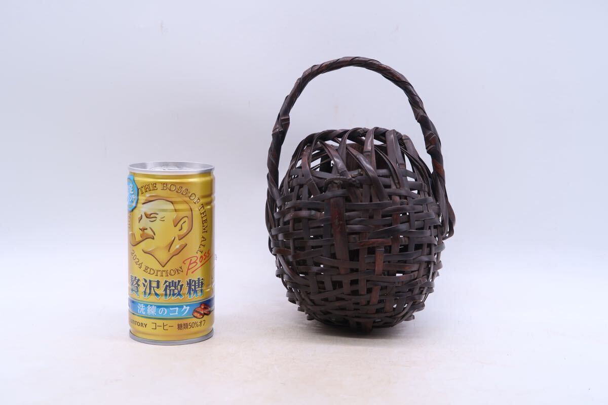和一斎造 掛茶籃 竹編籠 花籃 時代物 古美術(shù)品 骨董品 工蕓品 竹細工 在銘 骨董?民蕓品 竹工蕓 茶道具