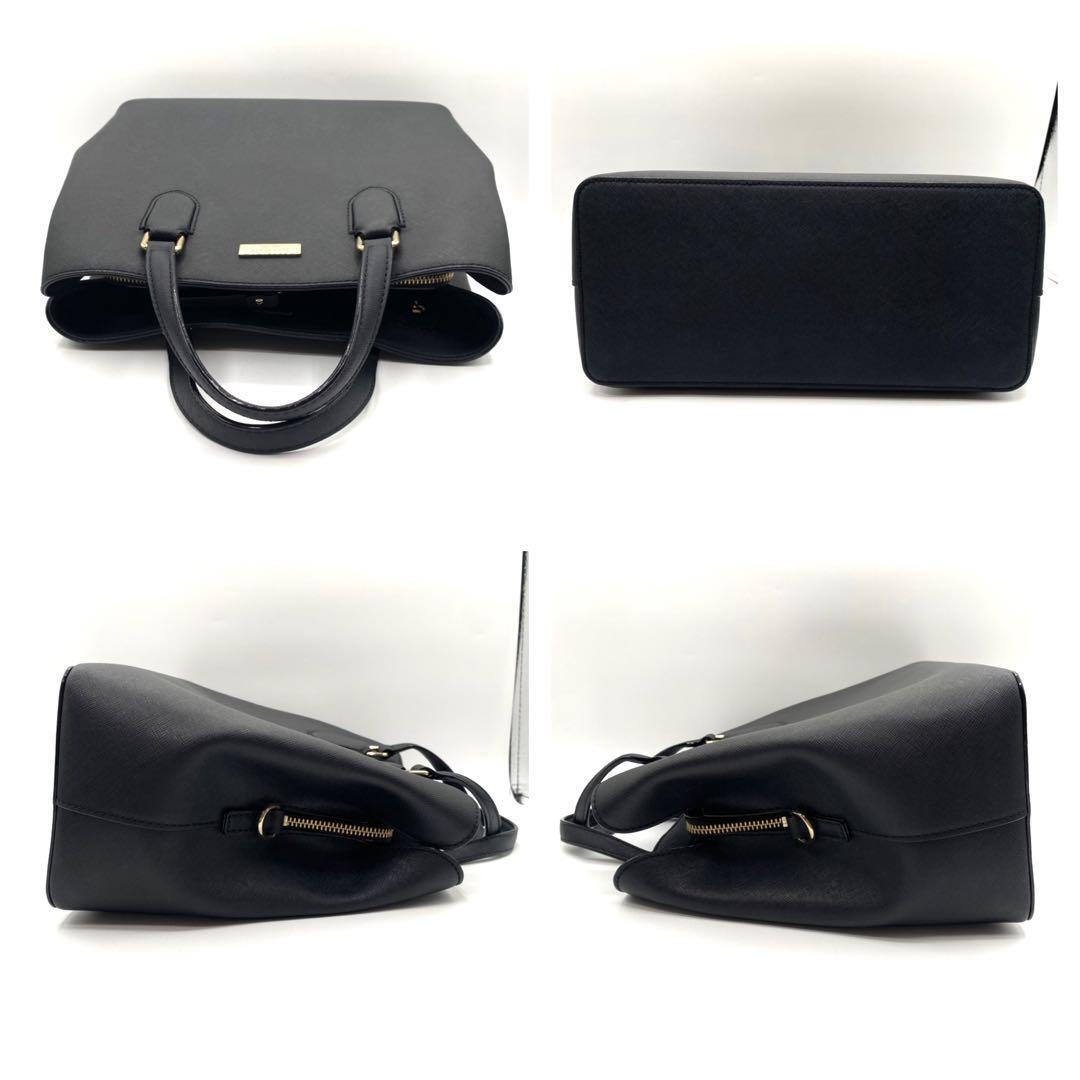  не использовался класс kate spade Kate Spade черный ручная сумочка сумка на плечо 2WAY PVC кожа сумка для хранения имеется 