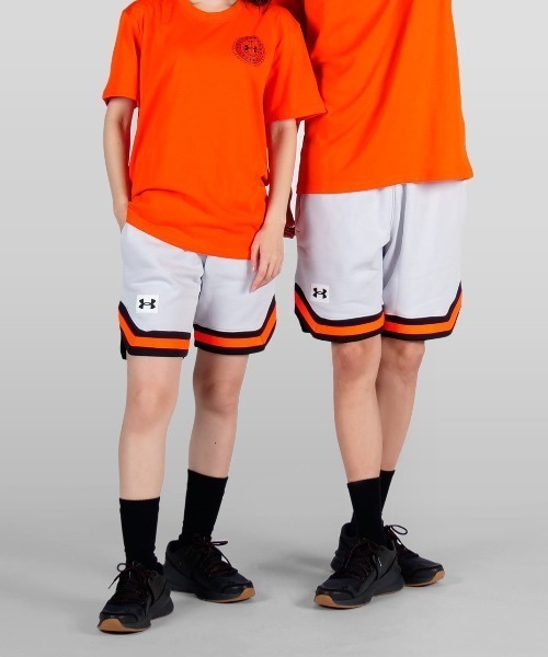 送料無料！ 新品未使用 タグ付き UNDER ARMOUR アンダーアーマー UAライバルフリース ショーツ Ｌサイズ オレンジ グレー 1361624 短パン