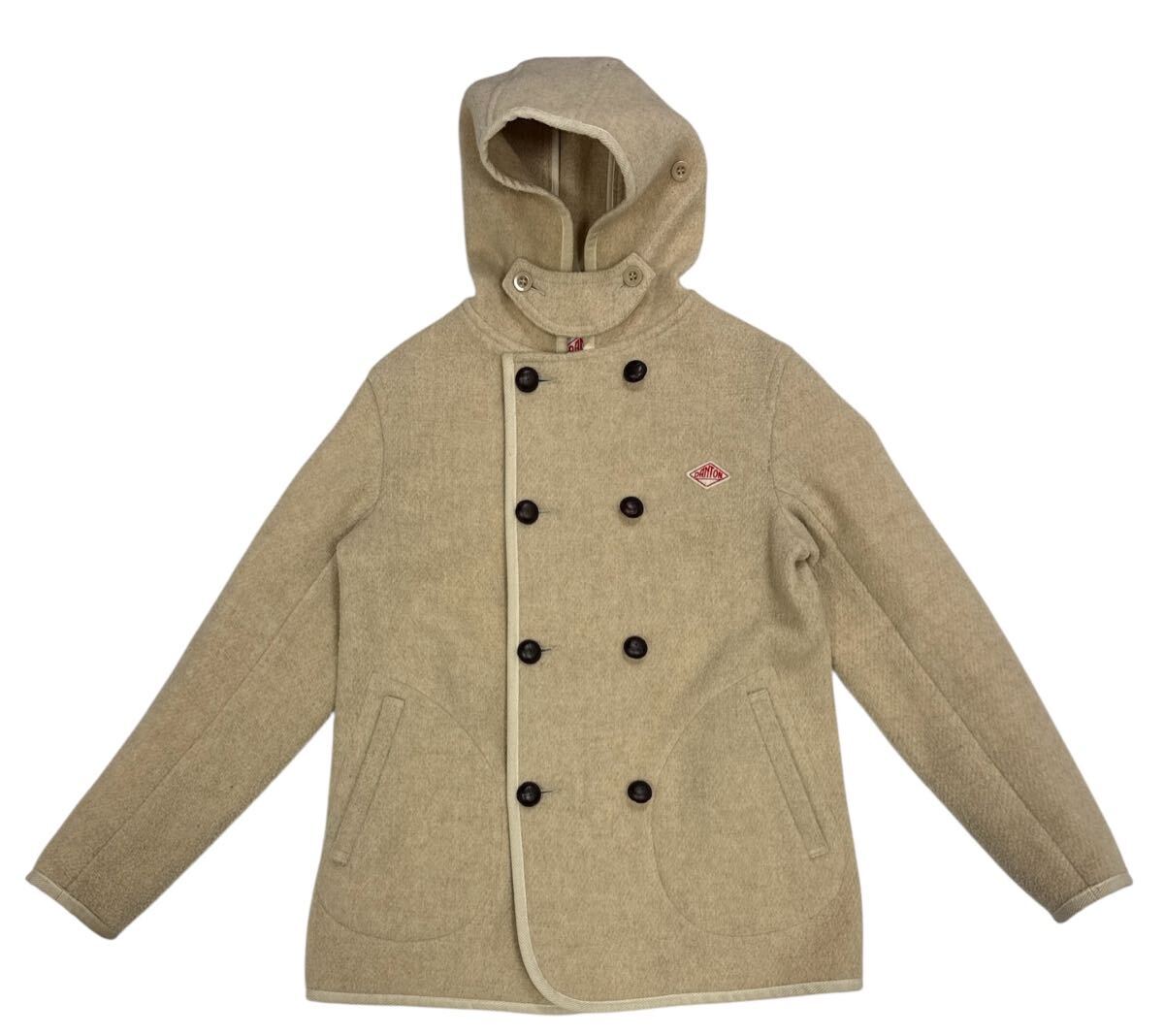 ▲ DANTON ダントン ▲ ロゴワッペン くるみボタン ウール地 ピーコート Pコート ベージュ 34_画像1