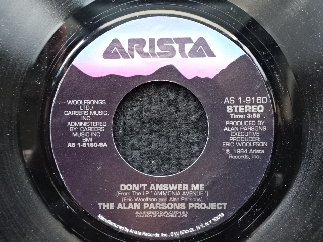 ★US盤 EP★　Alan Parsons Project - Don't Answer Me / Don't Let It Show (スリーブあり)1984