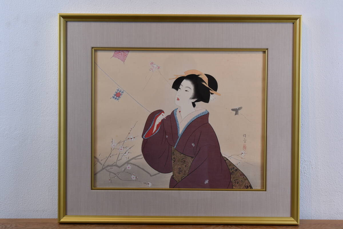 Meariイラストオーダー 版画】【三冬花】 鏑木清方「初東風」 モモセ版 木版画 300部