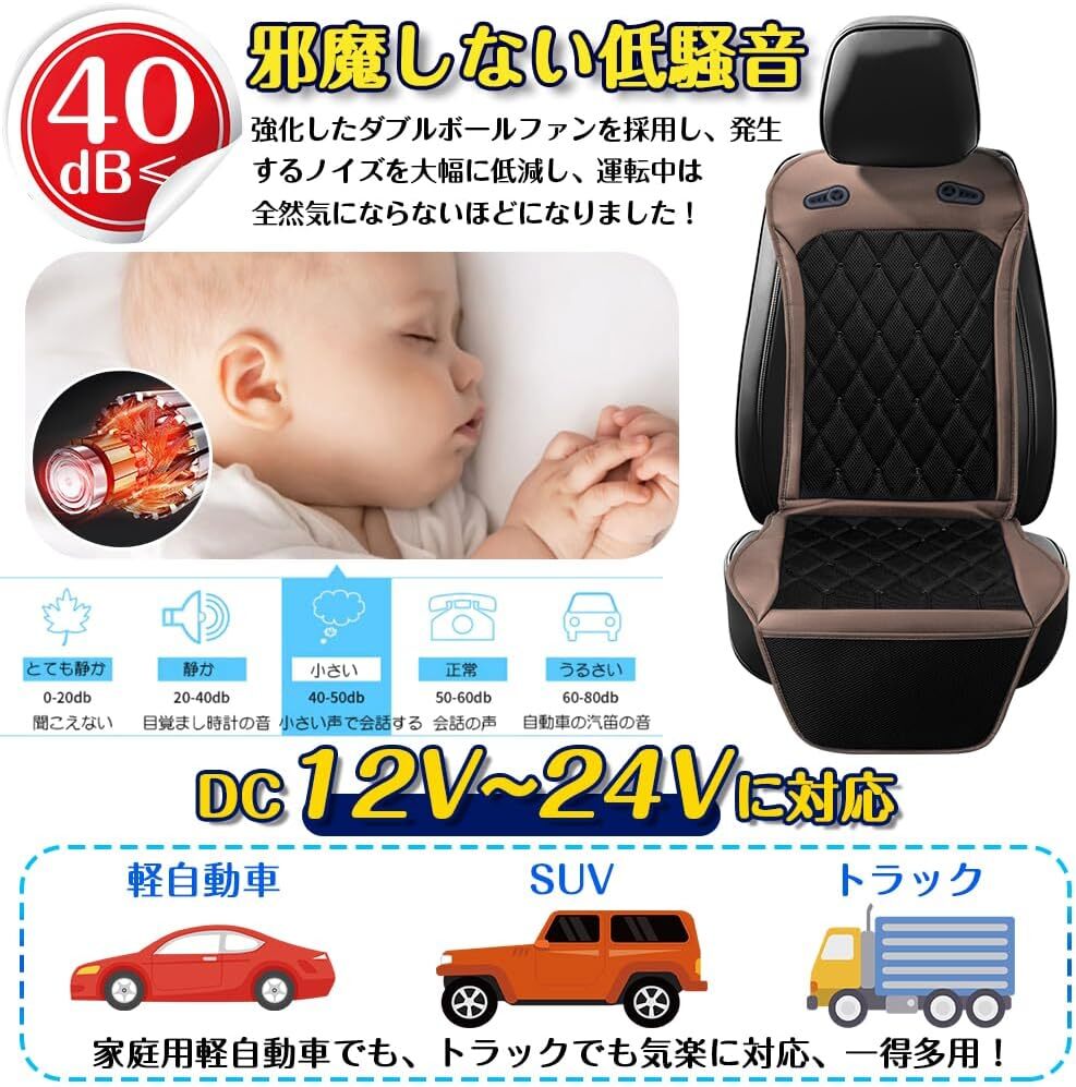 【強(qiáng)力送風(fēng)！暑さ対策に】クールシート 車(chē) 2025夏限定 無(wú)段階風(fēng)量調(diào)整 DC12V/24V対応 32個(gè)通気穴 大型強(qiáng)力ファン2枚 人気 おすすめ 