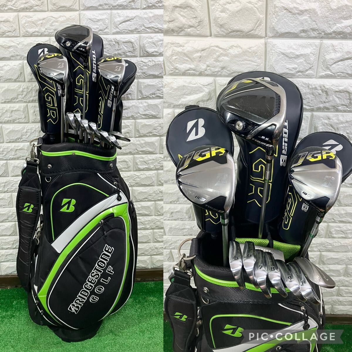  роскошный стоит посмотреть * кто раньше, тот побеждает *BRIDGESTONE* Bridgestone TOUR B JGR&GR железный и т.п. мужской Golf комплект клюшек Bridgestone производства caddy bag есть 