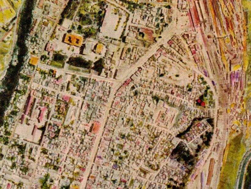 絵葉書　水戸市景観　空から見た水戸市中心街　千波湖・市街・艦船道路等　空撮　茨城県絵はがき_画像2