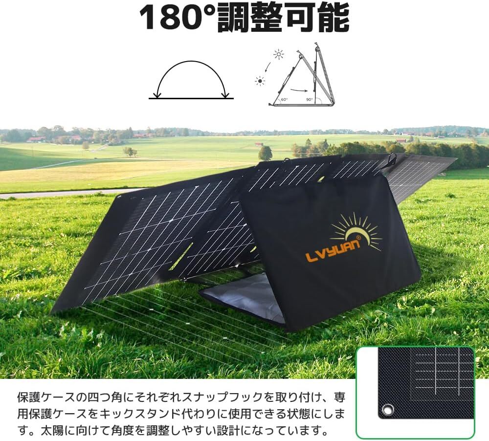 【美品】LVYUAN ソーラーパネル 220W 23.6V 折りたたみ式 両面受光型 ETFE 転換率23% MC4コネクタ ソーラーチャージャー QC3.0・PD45W TYPE_画像4