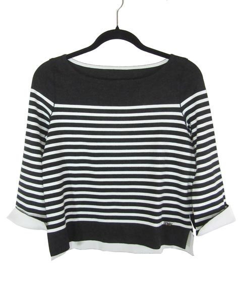 フォクシー FOXEY グレー 白 ボーダー ニット 42