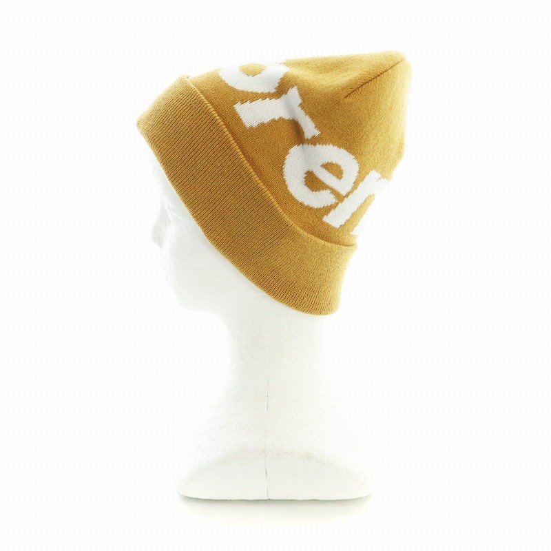 シュプリーム SUPREME Big Logo Beanie ニットキャップ ビーニー 帽子 カシミヤ混 ロゴ 黃 イエロー ■GY18 /MQ メンズ レディース