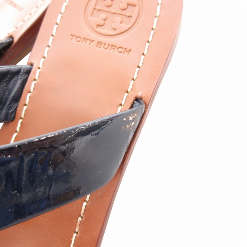  Tory Burch TORY BURCH тонг-сандалии пляж Logo эмаль 9 чёрный черный чай Brown /GV женский 