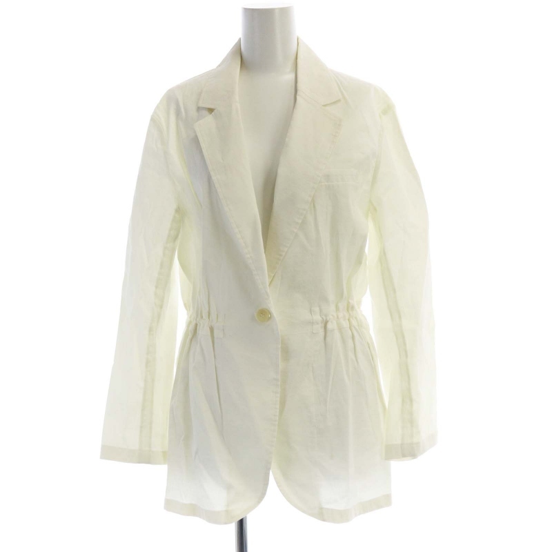 セオリーリュクス ECO CRUNCH WASH DINEY テーラードジャケット ドロスト 麻 リネン混 38 白 ホワイト 03-9104140-000-038 /RO_画像1