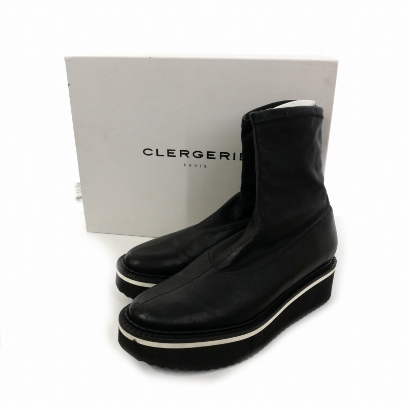 CLERGERIE クレジュリー ショートブーツ 厚底 38 US7.5 NOIR ブラック 黒 レディース_画像6