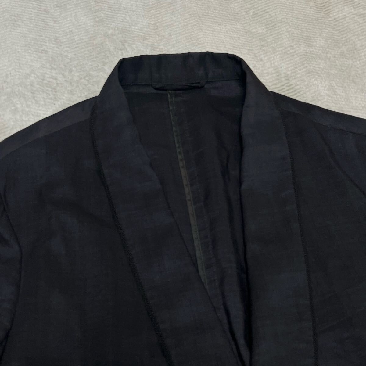 美品?希少52サイズ ジョルジオアルマーニ GIORGIO ARMANI シルク テーラードジャケット アンコン シェルボタン 背抜き ブラック 