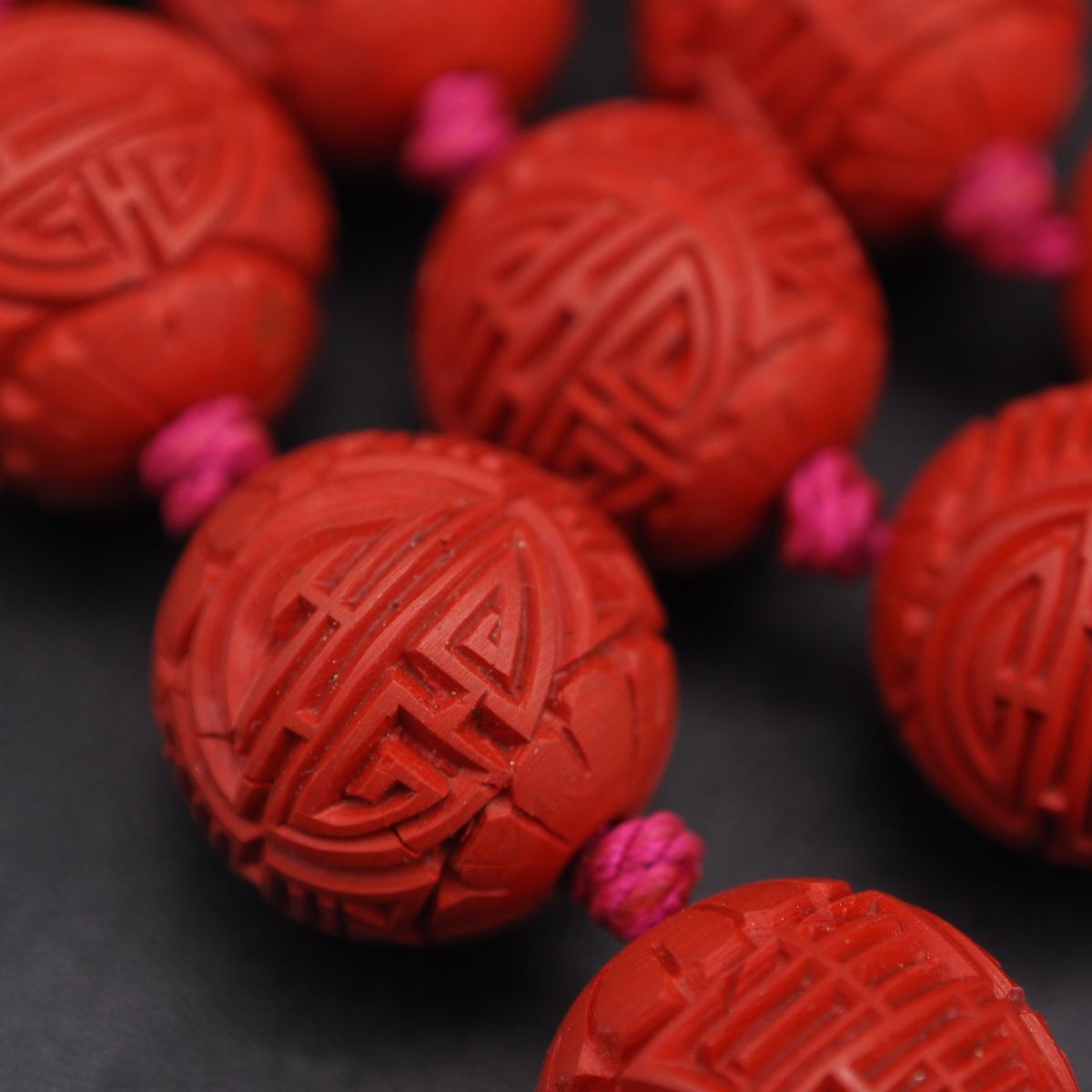Y711 1円 大玉 中國美術(shù) 堆朱 剔紅 彫刻 デザイン ネックレス