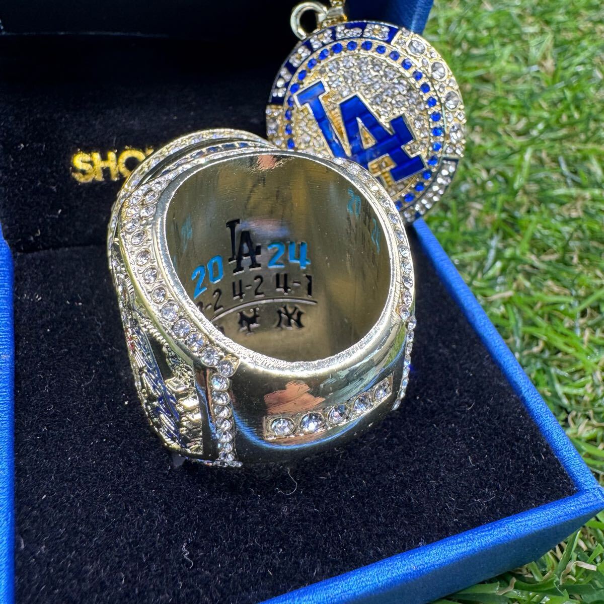 非売品 ドジャース 大谷翔平 MLB 2024 ワールドチャンピオンリング　特制ケース　ネックレスペンダントセット