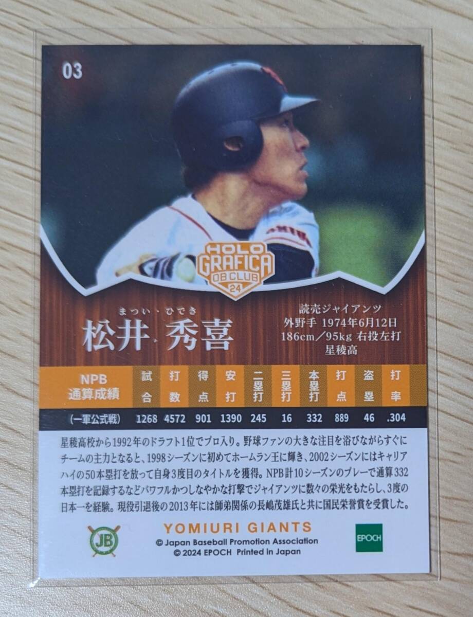 【30枚限定】 EPOCH 2024 日本プロ野球OBクラブ HOLOGRAFICA 読売ジャイアンツ 松井秀喜 ホログラムパラレル ホログラフィカ 巨人 エポック