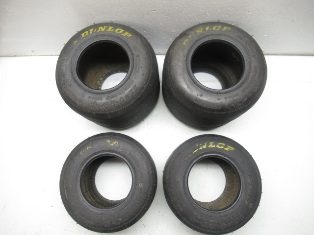 47952 カーレーシ レーシング カート パーツ タイヤ 4本 ダンロップ 10×4.50-5 11×7.10-5 スリック 中古 