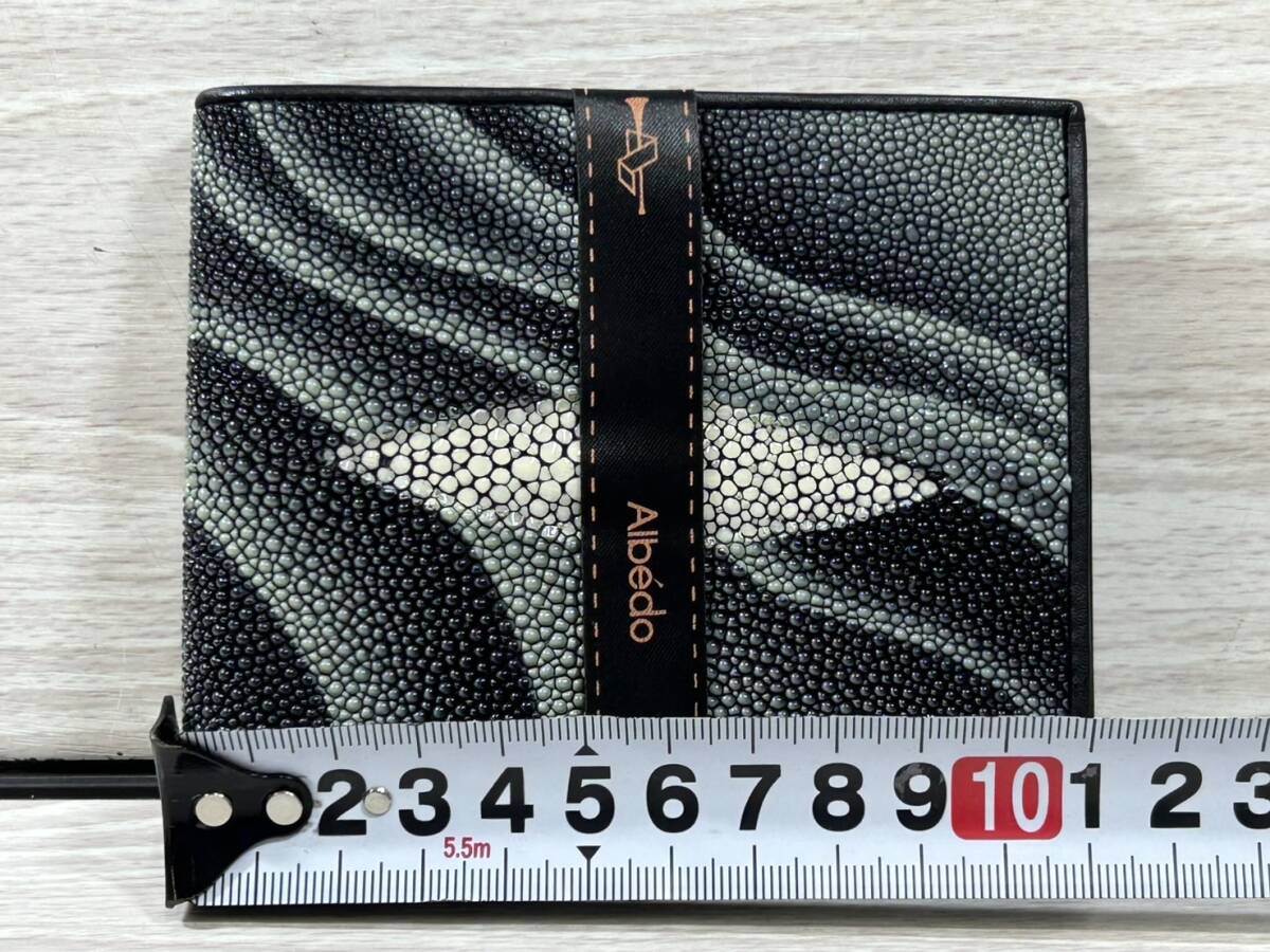 [250612-2M]【現(xiàn)狀品】《財(cái)布》メンズ/Albedo/スティングレイ/エイ革/本革/二つ折/コンパクト/美品